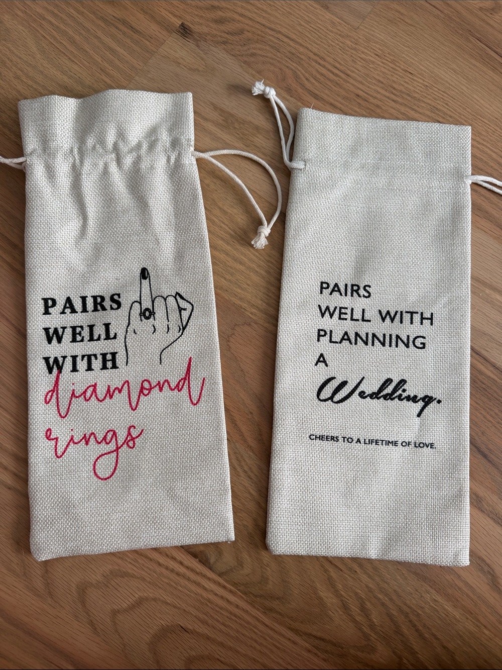 Drawstring Wine Bag for Engagement Gift
